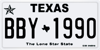 TX license plate BBY1990