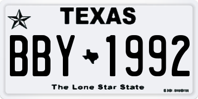 TX license plate BBY1992