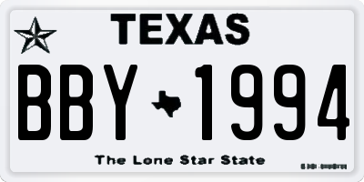 TX license plate BBY1994