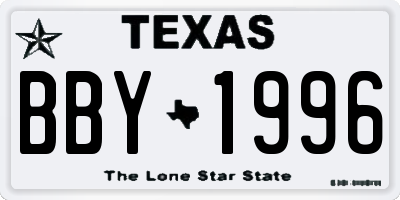 TX license plate BBY1996