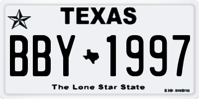TX license plate BBY1997