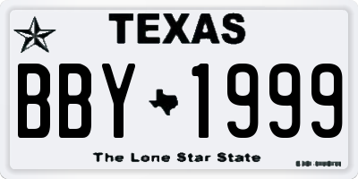 TX license plate BBY1999