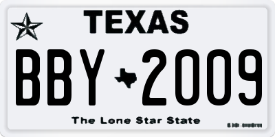TX license plate BBY2009
