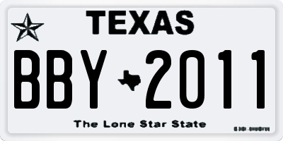 TX license plate BBY2011