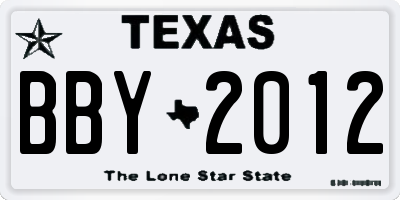TX license plate BBY2012