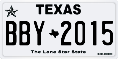 TX license plate BBY2015