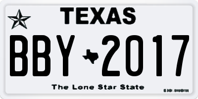 TX license plate BBY2017