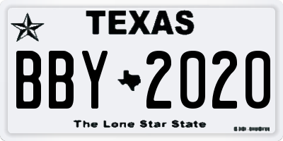 TX license plate BBY2020