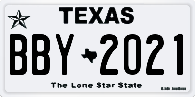 TX license plate BBY2021