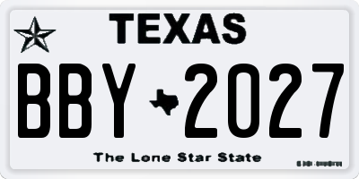 TX license plate BBY2027