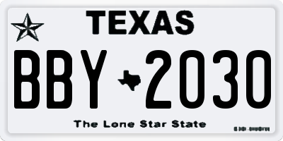 TX license plate BBY2030