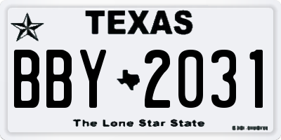 TX license plate BBY2031