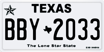 TX license plate BBY2033