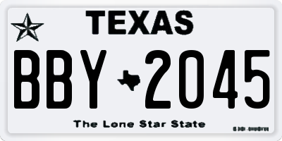TX license plate BBY2045