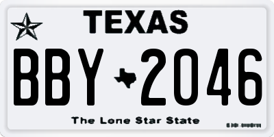 TX license plate BBY2046