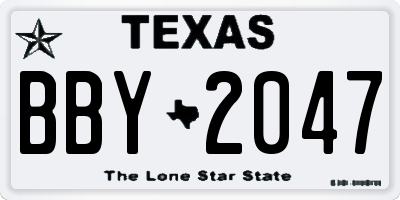 TX license plate BBY2047