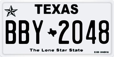 TX license plate BBY2048