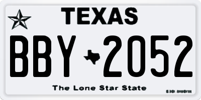 TX license plate BBY2052