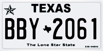 TX license plate BBY2061