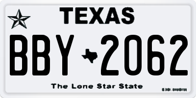 TX license plate BBY2062