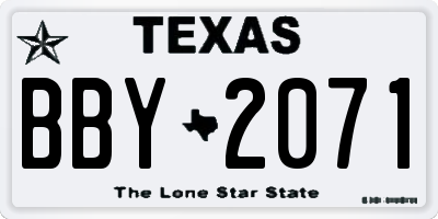 TX license plate BBY2071