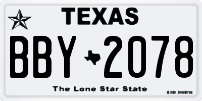 TX license plate BBY2078