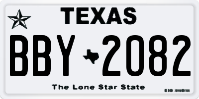 TX license plate BBY2082