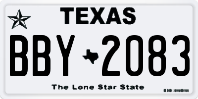 TX license plate BBY2083