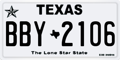 TX license plate BBY2106
