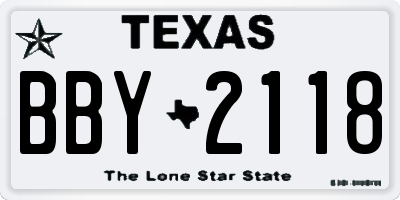 TX license plate BBY2118