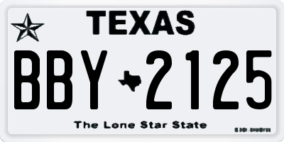 TX license plate BBY2125