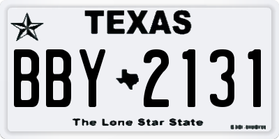 TX license plate BBY2131