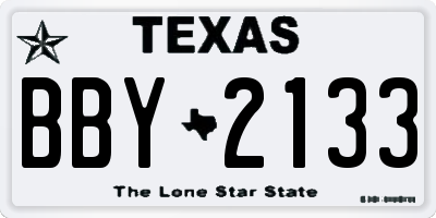 TX license plate BBY2133