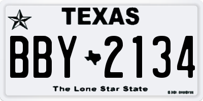 TX license plate BBY2134