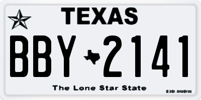 TX license plate BBY2141