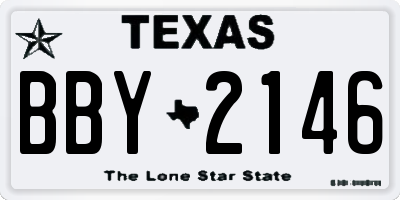 TX license plate BBY2146