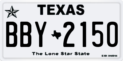 TX license plate BBY2150