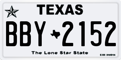 TX license plate BBY2152