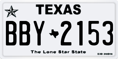 TX license plate BBY2153