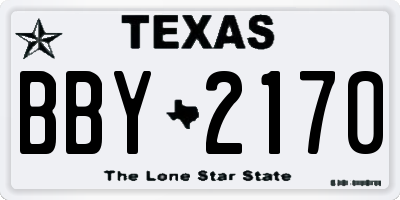TX license plate BBY2170
