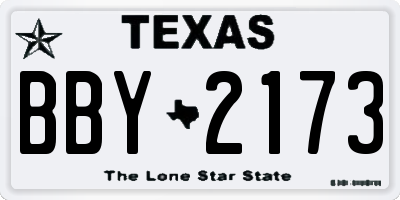 TX license plate BBY2173