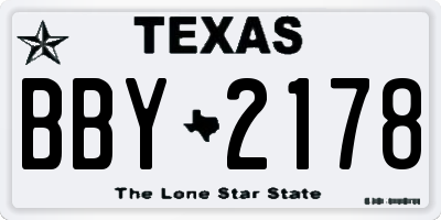 TX license plate BBY2178