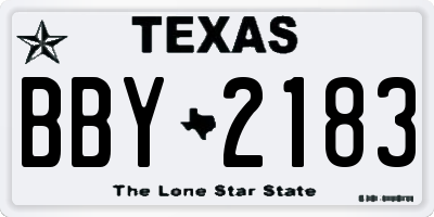 TX license plate BBY2183