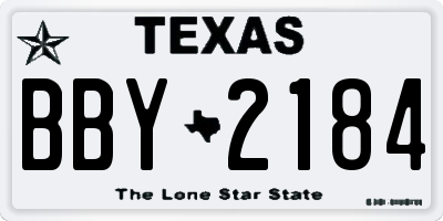 TX license plate BBY2184