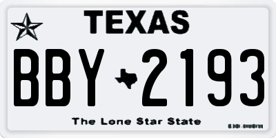 TX license plate BBY2193