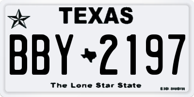 TX license plate BBY2197
