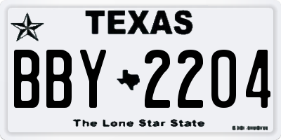 TX license plate BBY2204