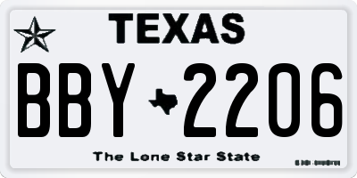 TX license plate BBY2206