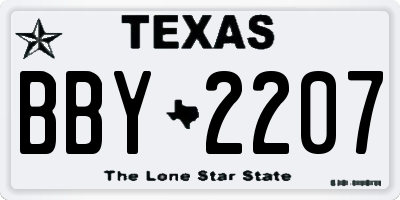 TX license plate BBY2207