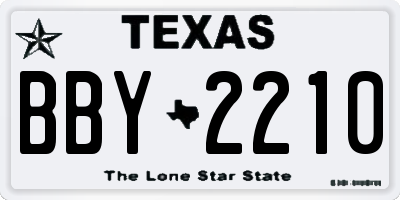 TX license plate BBY2210